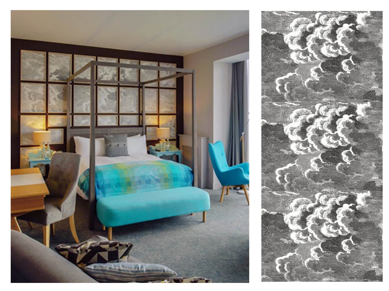 10 cloud wallpaper frame feature wall Armada hotel by restless design